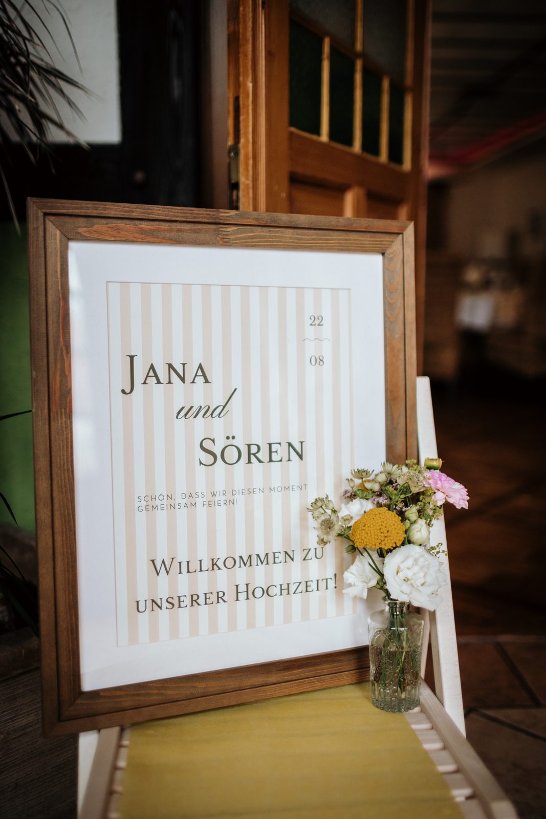 Willkommensschild Jana und Sören